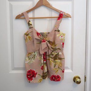 Cute Tank Top Bow Floral Pink Baby Doll